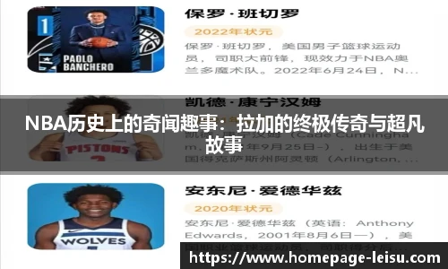 NBA历史上的奇闻趣事：拉加的终极传奇与超凡故事