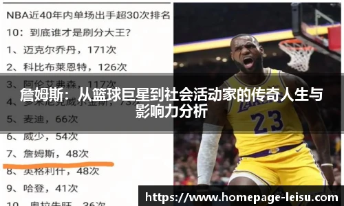 詹姆斯：从篮球巨星到社会活动家的传奇人生与影响力分析
